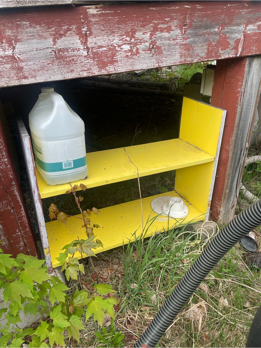 Vintage Yellow Wooden Shelf Unit
